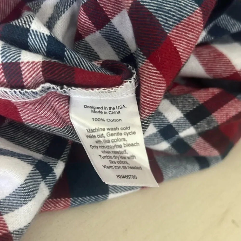 The Company Store Large, XL Flannel Plaid Red/Navy Dog Pajamas